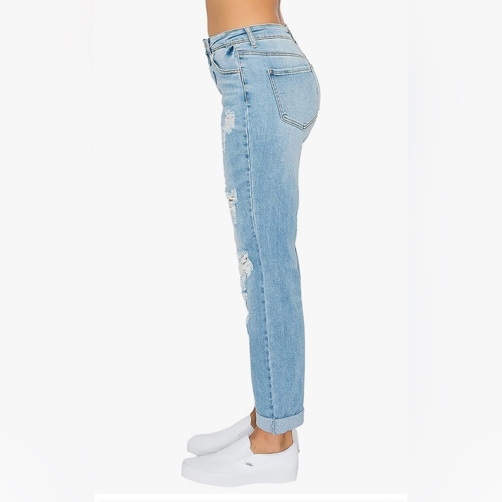 Wax Jean Light Blue Ripped Boyfriend Jeans - Picture 2 of 12
